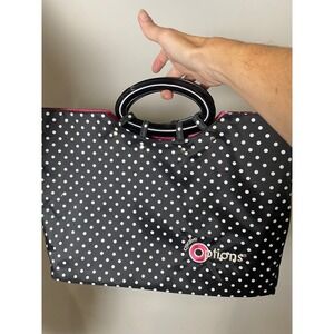 Vintage 90s Creative Options Polka Dot Tote Bag Black White Pink Acrylic Handles